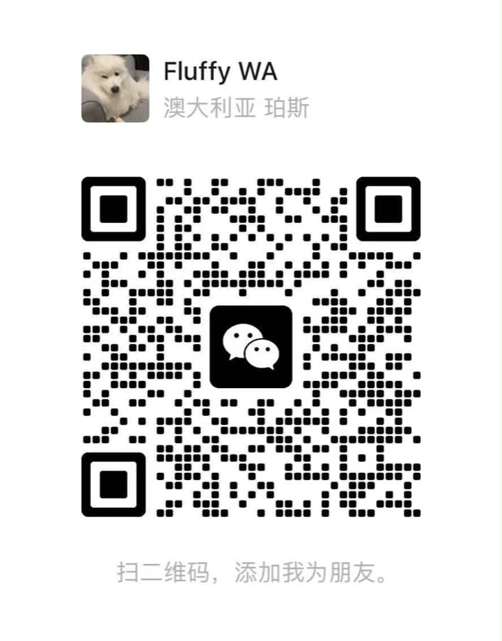 FluffyWA WeChat contact card with QR code