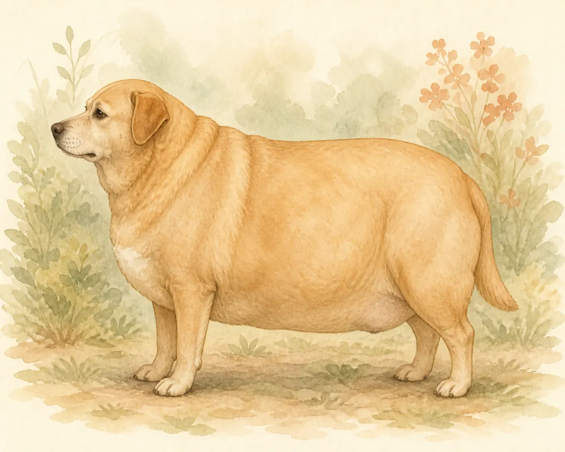 Watercolour dog with a nearly absent waist